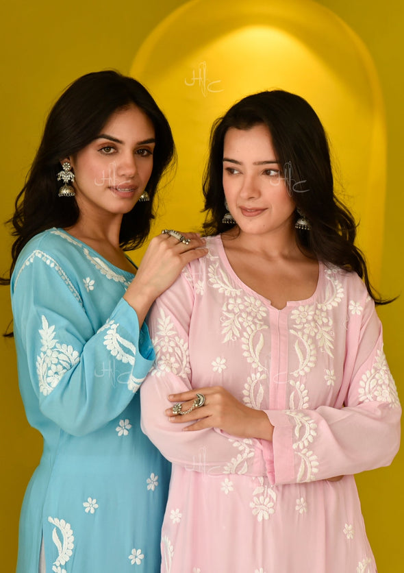 Hisana Chikankari Modal Straight Kurta