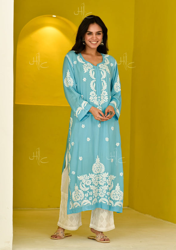 Hisana Chikankari Modal Straight Kurta