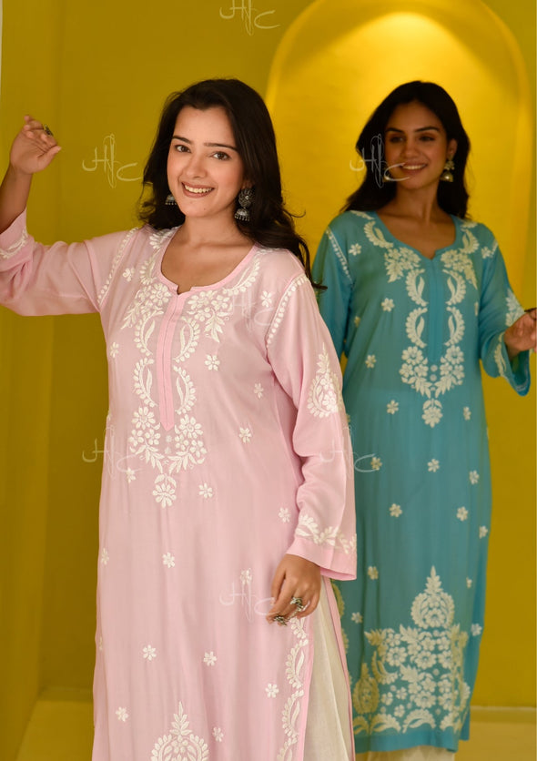 Hisana Chikankari Modal Straight Kurta