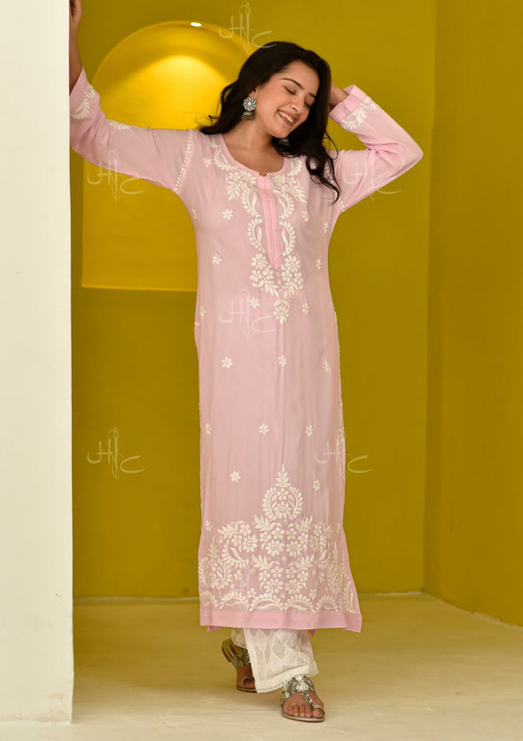 Hisana Chikankari Modal Straight Kurta