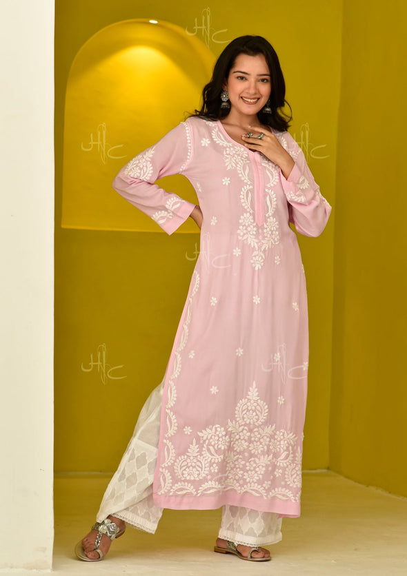 Hisana Chikankari Modal Straight Kurta