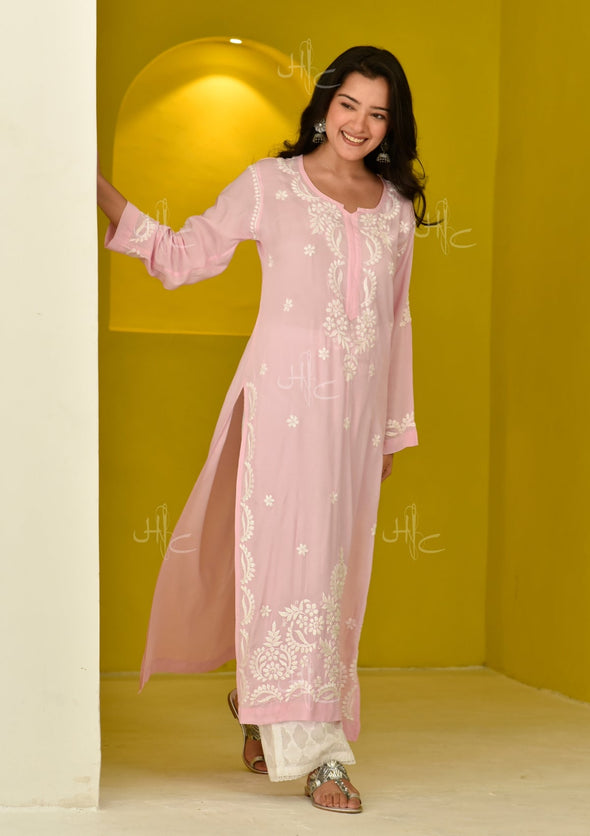 Hisana Chikankari Modal Straight Kurta