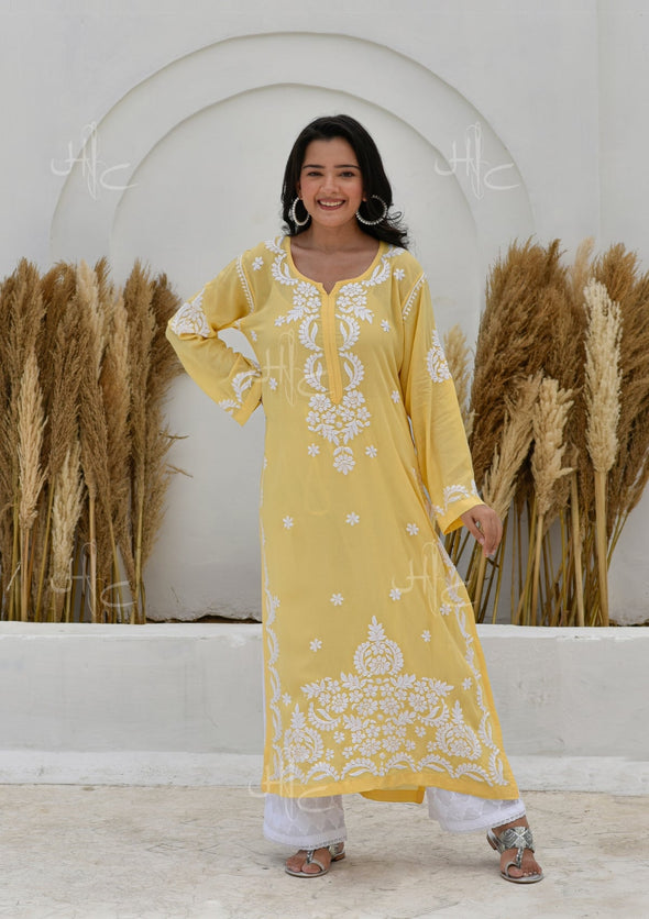 Hisana Chikankari Modal Straight Kurta