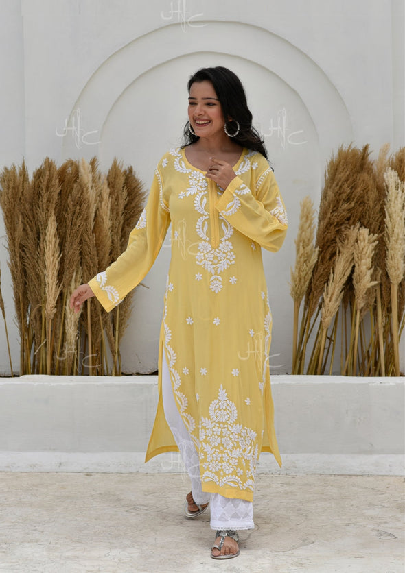 Hisana Chikankari Modal Straight Kurta