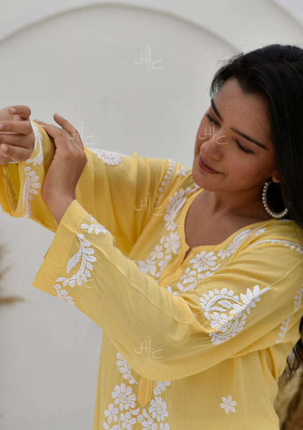 Hisana Chikankari Modal Straight Kurta