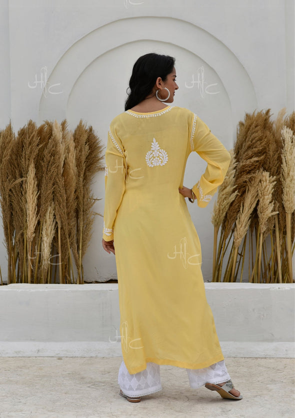 Hisana Chikankari Modal Straight Kurta