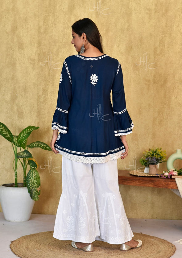 Lawahiz Chikankari Modal A-line Short Kurta