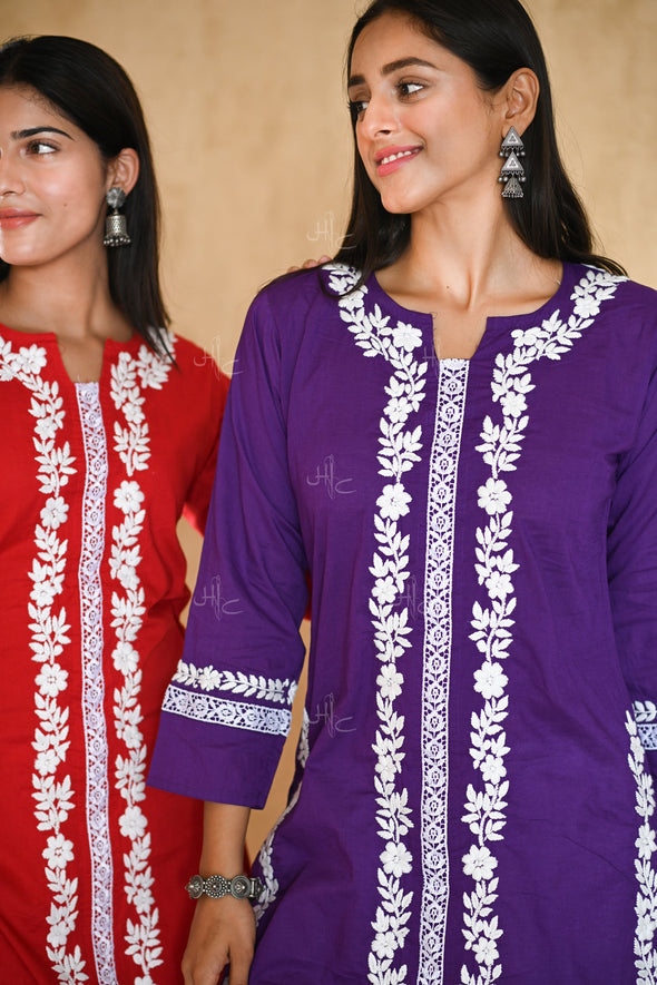 Nargis Chikankari Cotton Straight Kurta