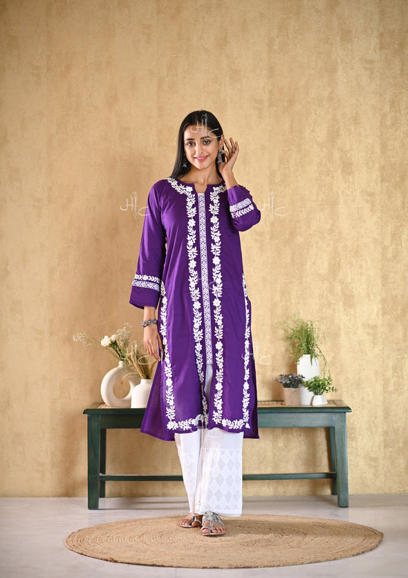 Nargis Chikankari Cotton Straight Kurta