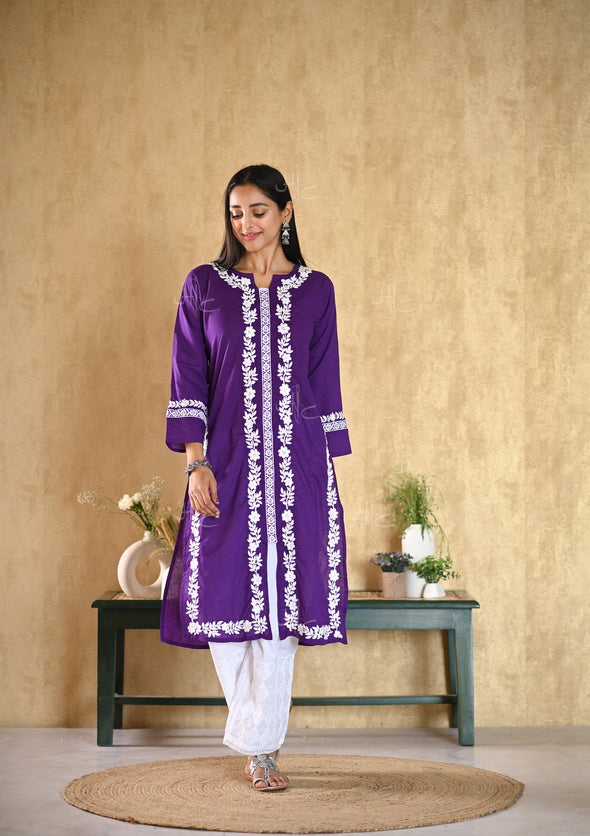 Nargis Chikankari Cotton Straight Kurta