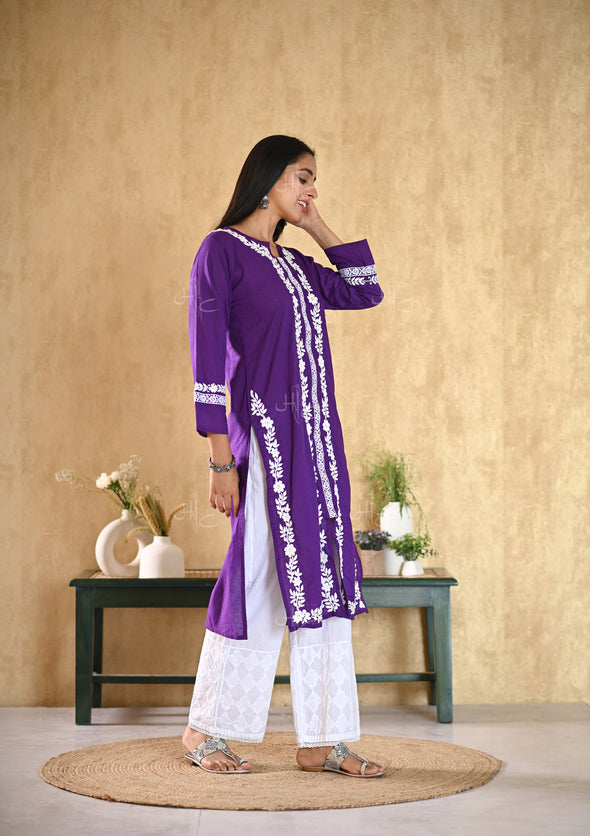 Nargis Chikankari Cotton Straight Kurta