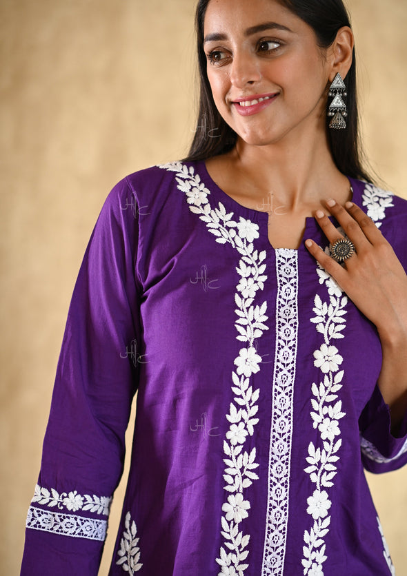 Nargis Chikankari Cotton Straight Kurta