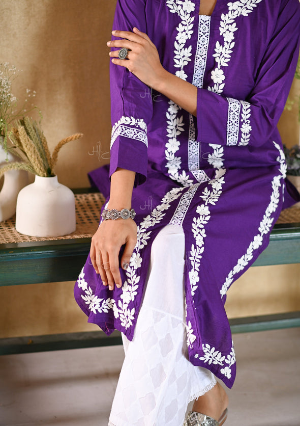 Nargis Chikankari Cotton Straight Kurta
