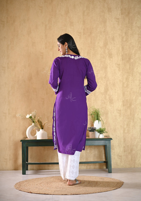 Nargis Chikankari Cotton Straight Kurta