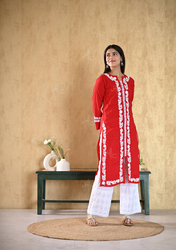 Nargis Chikankari Cotton Straight Kurta