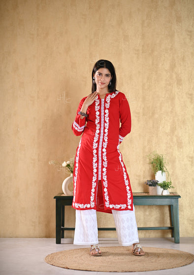 Nargis Chikankari Cotton Straight Kurta