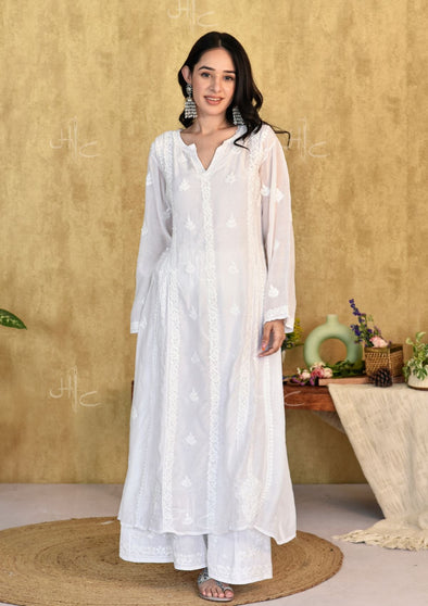 Ridwana Chikankari Muslin A-line Kalidar Kurta