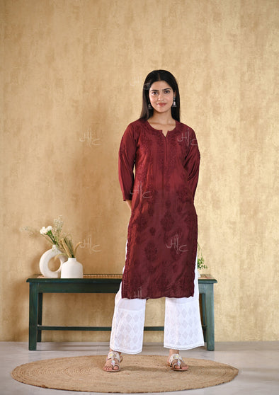 Sama Chikankari Chanderi Straight Kurta