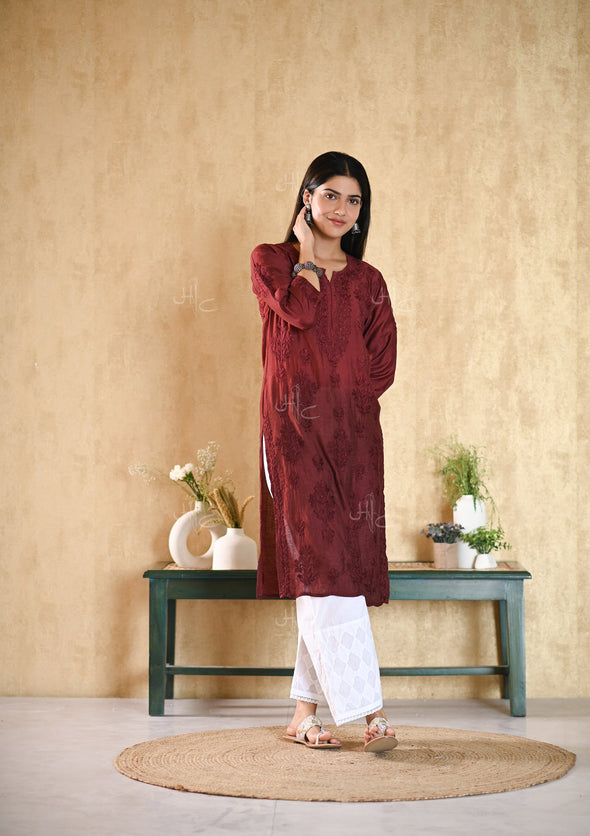 Sama Chikankari Chanderi Straight Kurta