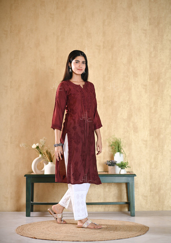 Sama Chikankari Chanderi Straight Kurta