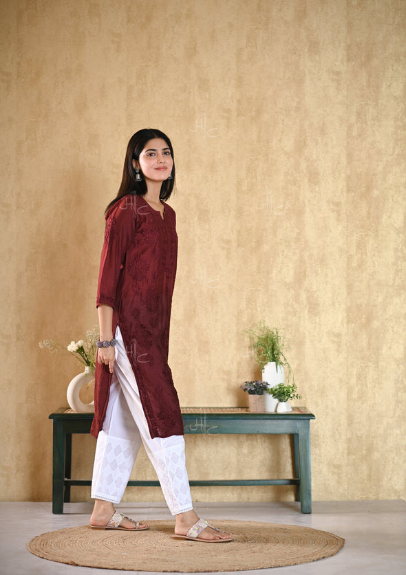 Sama Chikankari Chanderi Straight Kurta