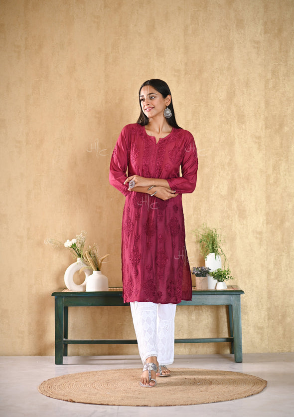 Sama Chikankari Chanderi Straight Kurta