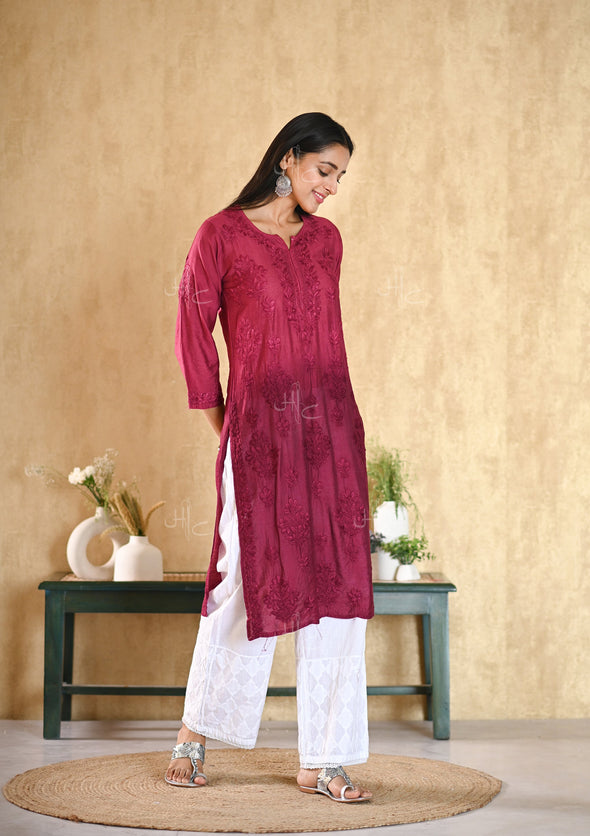 Sama Chikankari Chanderi Straight Kurta