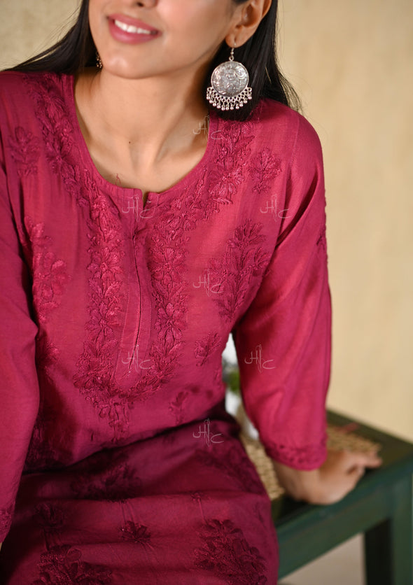 Sama Chikankari Chanderi Straight Kurta