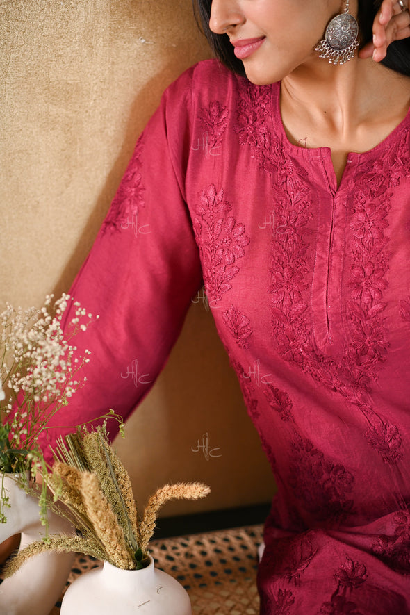 Sama Chikankari Chanderi Straight Kurta