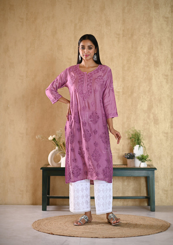 Sama Chikankari Chanderi Straight Kurta