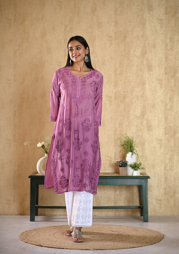 Sama Chikankari Chanderi Straight Kurta