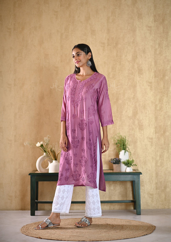 Sama Chikankari Chanderi Straight Kurta
