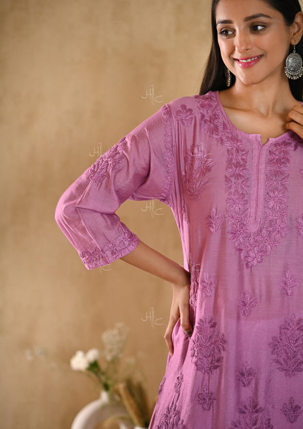 Sama Chikankari Chanderi Straight Kurta
