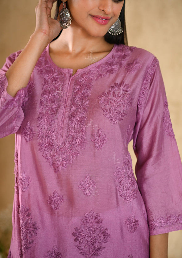 Sama Chikankari Chanderi Straight Kurta