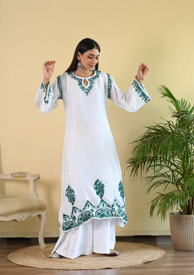 Taabir Chikankari Muslin A-Line Kurta