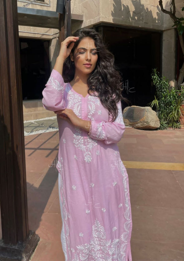 Hisana Chikankari Modal Straight Kurta