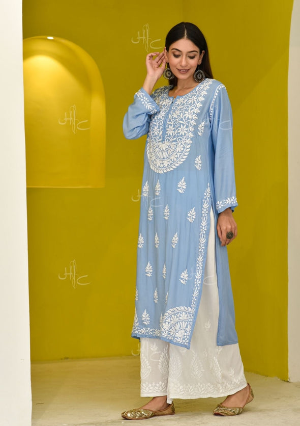 Bahira Chikankari Modal Straight Kurta