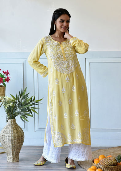 Bahira Chikankari Modal Straight Kurta