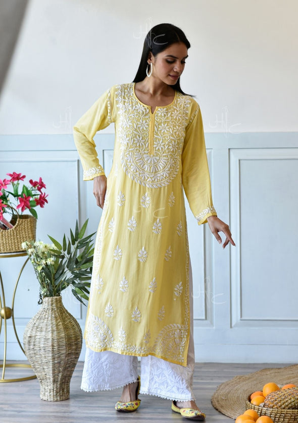 Bahira Chikankari Modal Straight Kurta
