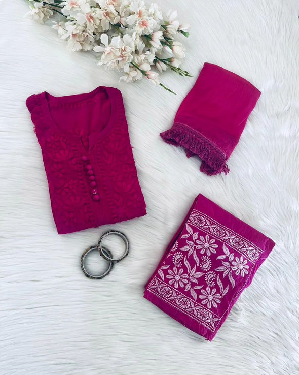 Sky 3 pcs Salwar Suit Set -C21 ( BUY 2 GET 1 FREE😍)