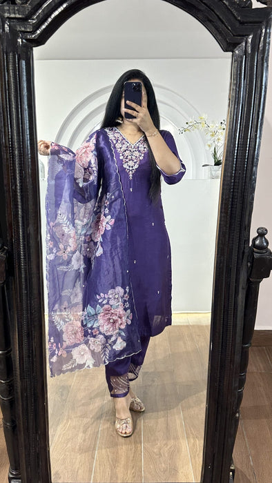 Purple V Neck Kurti