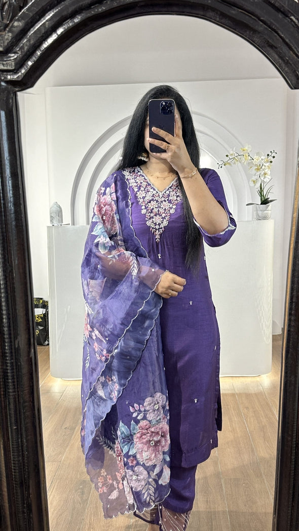 Purple V Neck Kurti