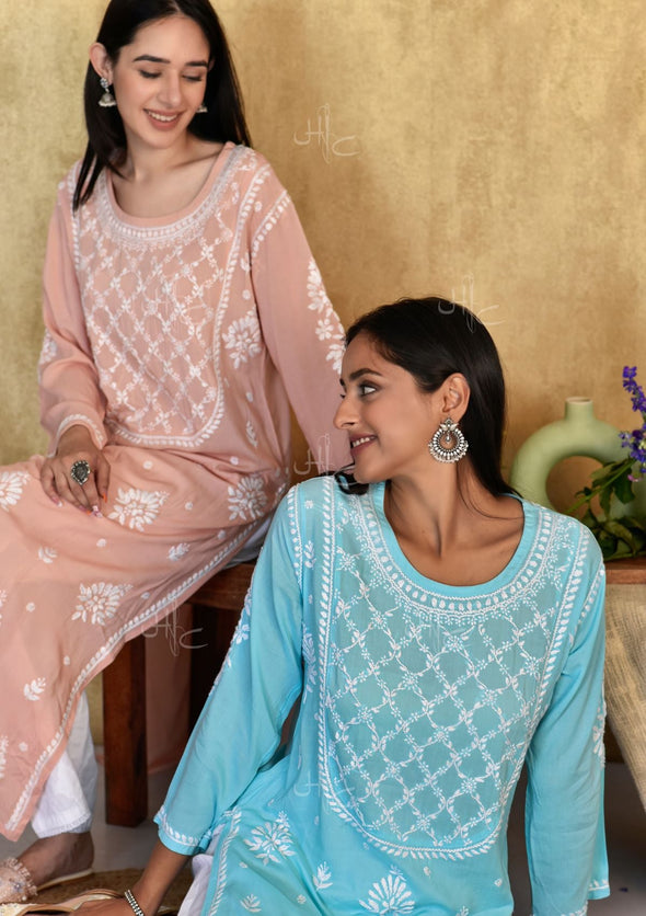 Husniya Chikankari Modal Straight Kurta