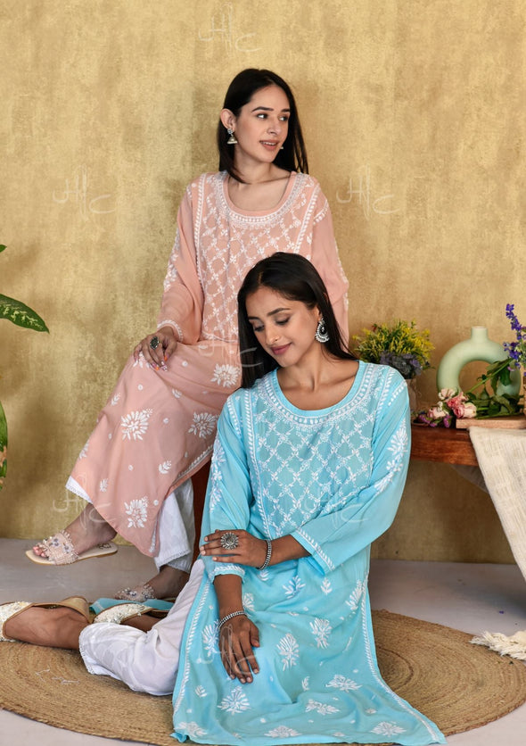 Husniya Chikankari Modal Straight Kurta