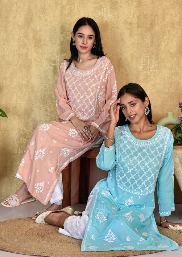 Husniya Chikankari Modal Straight Kurta