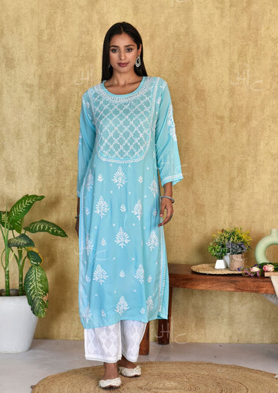 Husniya Chikankari Modal Straight Kurta