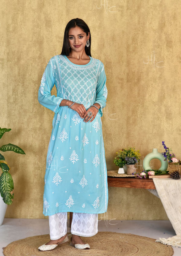 Husniya Chikankari Modal Straight Kurta