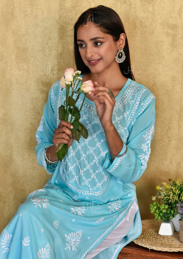 Husniya Chikankari Modal Straight Kurta