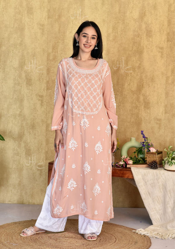 Husniya Chikankari Modal Straight Kurta