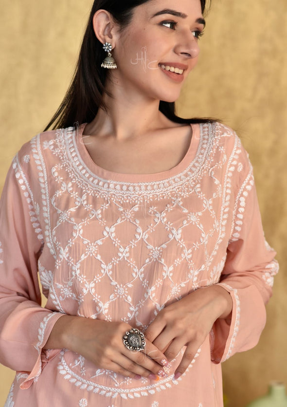 Husniya Chikankari Modal Straight Kurta